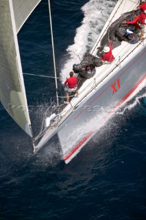 PALMA, MAJORCA - JUNE 17TH:  The 30m canting keel maxi yacht Wild Oats XI owned by Bob Oatley sailing on Fortis Day of the Superyacht Cup Ulysse Nardin on June 17th 2007. Fifty-two of the worlds largest and most expensive sailing superyachts have gathered in Majorca for three days of sailing and social events. Wild Oats won the first day prevailing in the light winds.