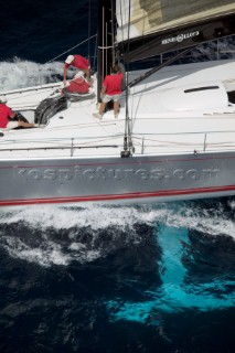 PALMA, MAJORCA - JUNE 17TH:  The 30m canting keel maxi yacht Wild Oats XI owned by Bob Oatley sailing on Fortis Day of the Superyacht Cup Ulysse Nardin on June 17th 2007. Fifty-two of the worlds largest and most expensive sailing superyachts have gathered in Majorca for three days of sailing and social events. Wild Oats won the first day prevailing in the light winds.