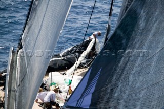 PALMA, MAJORCA - JUNE 17TH:  The 30m canting keel maxi Alfa Romeo sailing on the Fortis Day of the Superyacht Cup Ulysse Nardin on June 17th 2007. Fifty-two of the worlds largest and most expensive sailing superyachts have gathered in Majorca for three days of sailing and social events.