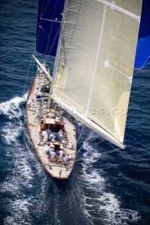 PALMA, MAJORCA - JUNE 17TH:  The J-Class yacht Valsheda sailing on the Fortis Day of the Superyacht Cup Ulysse Nardin on June 17th 2007. Fifty-two of the worlds largest and most expensive sailing superyachts have gathered in Majorca for three days of sailing and social events.