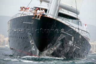 PALMA, MAJORCA - JUNE 17TH:  VIP guests sailing onboard Maltese Falcon owned by Tom Perkins on Fortis Day of the Superyacht Cup Ulysse Nardin on June 17th 2007. Fifty-two of the worlds largest and most expensive sailing superyachts have gathered in Majorca for The Superyacht Cup Ulysse Nardin 2007, including three days of sailing and social events.