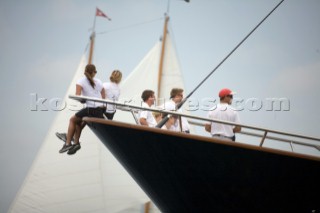 PALMA, MAJORCA - JUNE 17TH:  VIP guests sailing onboard Maltese Falcon owned by Tom Perkins on Fortis Day of the Superyacht Cup Ulysse Nardin on June 17th 2007. Fifty-two of the worlds largest and most expensive sailing superyachts have gathered in Majorca for The Superyacht Cup Ulysse Nardin 2007, including three days of sailing and social events.