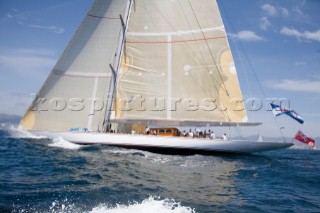 PALMA, MAJORCA - JUNE 17TH:  The giant 44m J-Class yacht Ranger sailing on the first day of the Superyacht Cup Ulysse Nardin in the light winds off Palma on June 17th 2007. Fifty-two of the worlds largest and most expensive sailing superyachts have gathered in Majorca for The Superyacht Cup Ulysse Nardin 2007, including three days of sailing and social events.