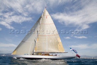 PALMA, MAJORCA - JUNE 17TH:  The giant 44m J-Class yacht Ranger sailing on the first day of the Superyacht Cup Ulysse Nardin in the light winds off Palma on June 17th 2007. Fifty-two of the worlds largest and most expensive sailing superyachts have gathered in Majorca for The Superyacht Cup Ulysse Nardin 2007, including three days of sailing and social events.