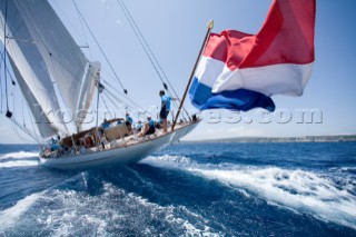 PALMA, MAJORCA - JUNE 19TH:  The 46m Dutch yacht Windrose of Amsterdam sailing on New Zealand Millenium Day of the Superyacht Cup Ulysse Nardin on June 19th 2007. Fifty-two of the worlds largest and most expensive sailing superyachts have gathered in Majorca for The Superyacht Cup Ulysse Nardin 2007, including three days of sailing and social events.