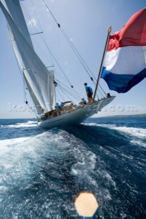 PALMA, MAJORCA - JUNE 19TH:  The Dutch 46m Windrose of Amsterdam sailing on New Zealand Millenium Day of the Superyacht Cup Ulysse Nardin on June 19th 2007. Fifty-two of the worlds largest and most expensive sailing superyachts have gathered in Majorca for The Superyacht Cup Ulysse Nardin 2007, including three days of sailing and social events.