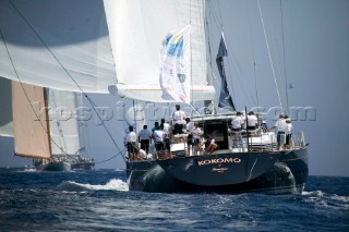 PALMA, MAJORCA - JUNE 19TH:  The 40m yacht Kokomo of London sailing on New Zealand Millenium Day of the Superyacht Cup Ulysse Nardin on June 19th 2007. Fifty-two of the worlds largest and most expensive sailing superyachts have gathered in Majorca for The Superyacht Cup Ulysse Nardin 2007, including three days of sailing and social events.