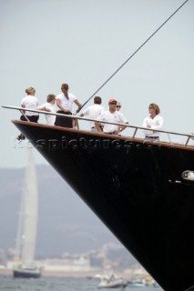 VIP guests sailing with owner Tom Perkins onboard Maltese Falcon on Fortis Day of The Superyacht Cup Ulysse Nardin 2007