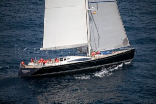 Hamilton II sailing on Fortis Day on June 17th 2007. Fifty-two of the worlds largest and most expensive sailing superyachts have gathered in Majorca for The Superyacht Cup Ulysse Nardin 2007. (Photo by Kos/Kos Picture Source)