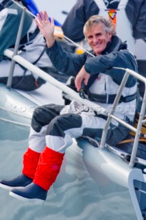 Mike Slade onboard ICAP Leopard - Rolex Fastnet Race 2007 start from Cowes Isle of Wight (Editorial Use only)