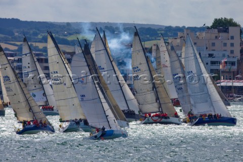 COWES ENGLAND  August 13th The fleet of nearly 300 racing yachts leaves Cowes on the Isle of Wight t