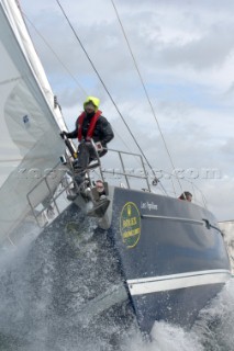 Bowman wearing lifejacket and safety equipment on the yacht bow -  Rolex Fastnet Race 2007 Rolex Fastnet Race 2007