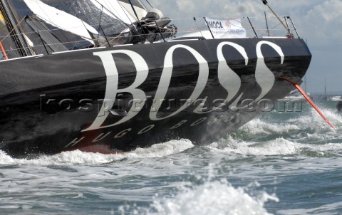 COWES ENGLAND  August 13th Alex Thompson and Andrew Cape on the Open 60 Hugo Boss UK  Rolex Fastnet 