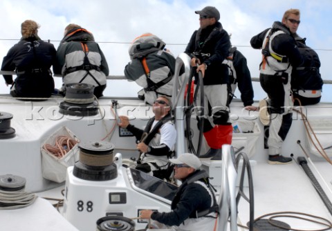 COWES ENGLAND  August 13th The crew of the super maxi ICAP Leopard UK Rolex Fastnet Race 2007