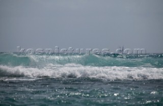 Wave crashing on a reef Antigua in the Caribbean