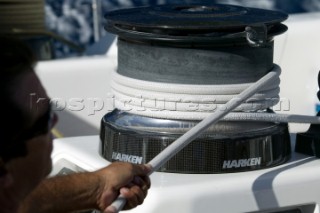 Sailing with crew onboard the Swan 100 maxi Virago built by Nautor - The Superyacht Cup 2007 Antigua in the Caribbean