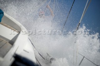 Sailing with crew onboard the Swan 100 maxi Virago built by Nautor - The Superyacht Cup 2007 Antigua in the Caribbean