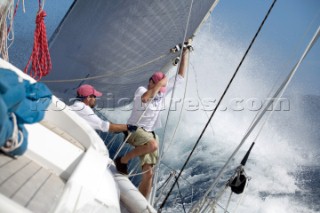 Sailing with crew onboard the Swan 100 maxi Virago built by Nautor - The Superyacht Cup 2007 Antigua in the Caribbean