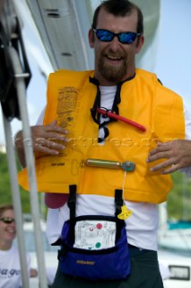 Onboard the Swan 100 Virago sailing during The Superyacht Cup 2007 Antigua in the Caribbean