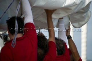 Onboard the Swan 100 Virago sailing during The Superyacht Cup 2007 Antigua in the Caribbean