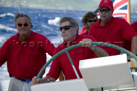 Owner steering Yanneke Too  The Superyacht Cup 2007 Antigua in the Caribbean
