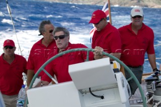 Owner steering Yanneke Too - The Superyacht Cup 2007 Antigua in the Caribbean