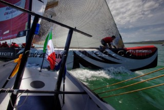 Auckland, 29 01 2009. Louis Vuitton Pacific Series. Practice Day. Damiani Italia Challenge on board.