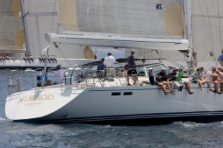 PALMA, MAJORCA - June 12th: The 24m Nimrod, designed by Judel Vrolijk/Martin in 2005, sails alongside the famous J Class yacht Ranger just after the start of the Fortis Race of The Superyacht Cup 2008 in Palma, Majorca. The Superyacht Cup, presented by Ulysse Nardin, brings together some of the worlds largest and most expensive superyachts for sailing and social activities in both the Mediterranean and Caribbean.