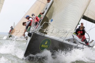 COWES, UK - July 1st: In ideal racing conditions the English Teams fight back on Day 2 of the Rolex Commodores Cup held in Cowes, Isle of Wight, to take the overall lead from the French Blue Team who presently hold second place. The Rolex Commodores Cup is held biannually in the UK and is the premier team racing event in the UK for big racing yachts. It is run by the Royal Ocean Racing Club. (Photo by Mike Jones/kospictures.com).