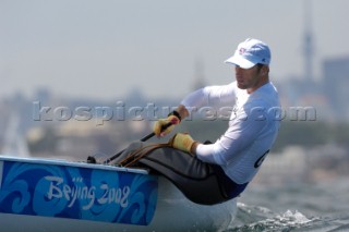 Ben Ainslie leading the Finn Class at 2008 Olympics at Qingdao China