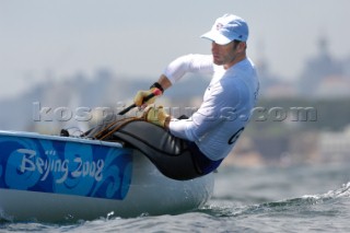 Ben Ainslie leading the Finn Class at 2008 Olympics at Qingdao China