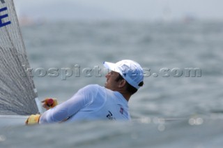 Ben Ainslie leading the Finn Class at 2008 Olympics at Qingdao China