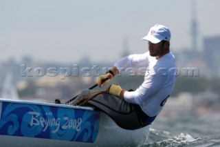 Ben Ainslie leading the Finn Class at 2008 Olympics at Qingdao China