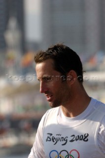 Ben Ainslie leading the Finn Class at 2008 Olympics at Qingdao China