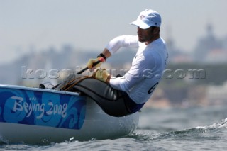 Ben Ainslie leading the Finn Class at 2008 Olympics at Qingdao China