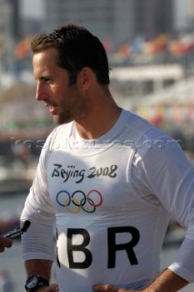 Ben Ainslie leading the Finn Class at 2008 Olympics at Qingdao China