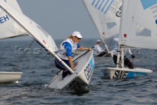 Penny Clark GBR winner Race 3 Laser Radial Class 2008 Olympics Qingdao lying 5th overall after 3 races