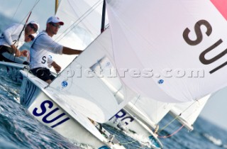 XIXX Olympic Games. Qindao (CHN) - Aug.8th -24th, 2008. 12nd August. 470 Men - Switzerland - Tobias Etter and Felix Steiger.