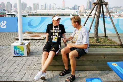 Qingdao China 20080807 2008 OLYMPICS  press meeting with the number one ranked Dane Jonas HoeghChris