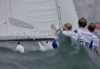 Qingdao (China) - 2008/08/17.  Olympic Games Yngling - Great Britain - Sarah Ayton, Sarah Webb and Pippa Wilson (Gold medal)