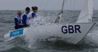 Qingdao (China) - 2008/08/17.  Olympic Games Yngling - Great Britain - Sarah Ayton, Sarah Webb and Pippa Wilson (Gold medal)