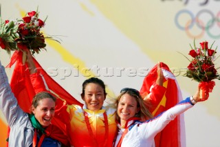 Qingdao, China, 2008 OLYMPICS RS:X F Jian Yin (CHN) - Gold medal Alessandra Sensini (ITA) - Silver medal Bryony Shaw (GBR) - Bronze medal  (no sale to Denmark)