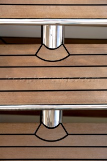 Superyacht deck steps in teak detail