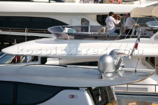 Superyachts and powerboats at the Cannes International Boat Show in South of France