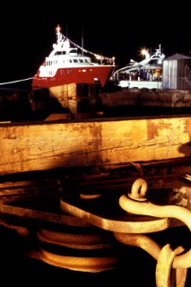 The build and launch party ceremony from a slipway of the red superyacht Elix