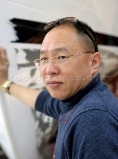 Yacht builders and skilled workers boatbuilding at the Yihong shipyard and boatbuilders in China