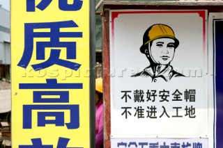 Yacht builders and skilled workers boatbuilding at the Jet tern shipyard and boatbuilders in China