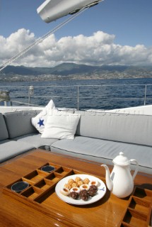 Onboard the sailing superyacht YII Y2 near San Remo