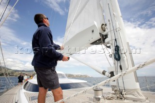 Onboard the sailing superyacht YII Y2 near San Remo