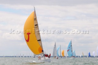 downwind sailing with asymmetric sail Cowes Week Isle of Wight